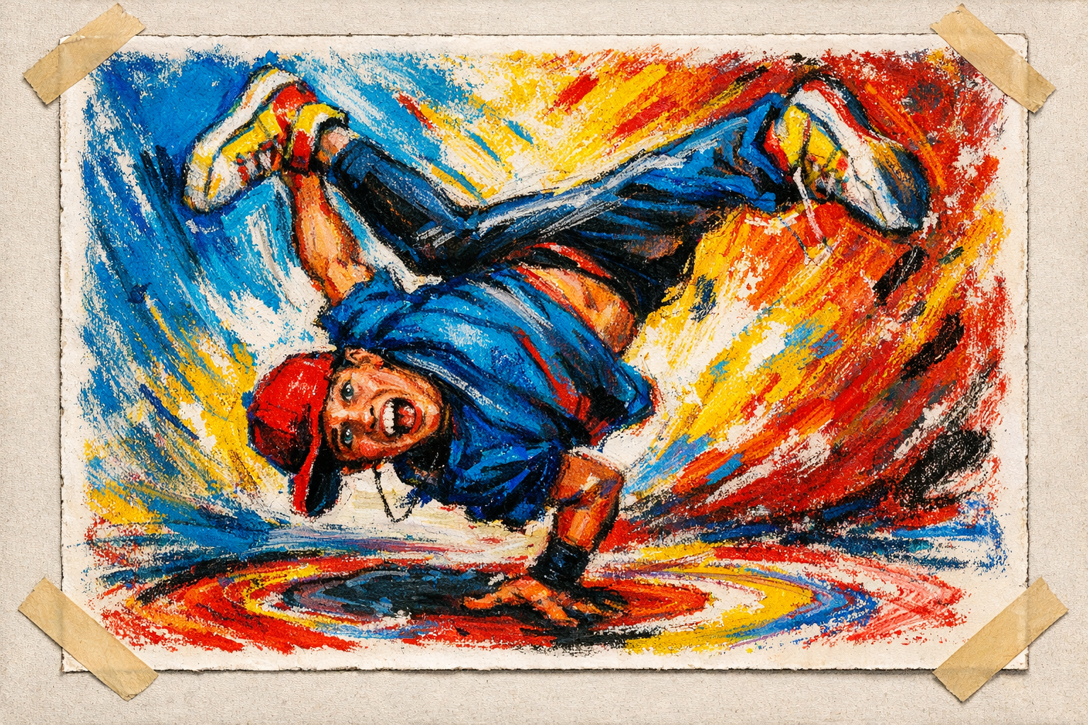 Oil Pastel Breakdancer