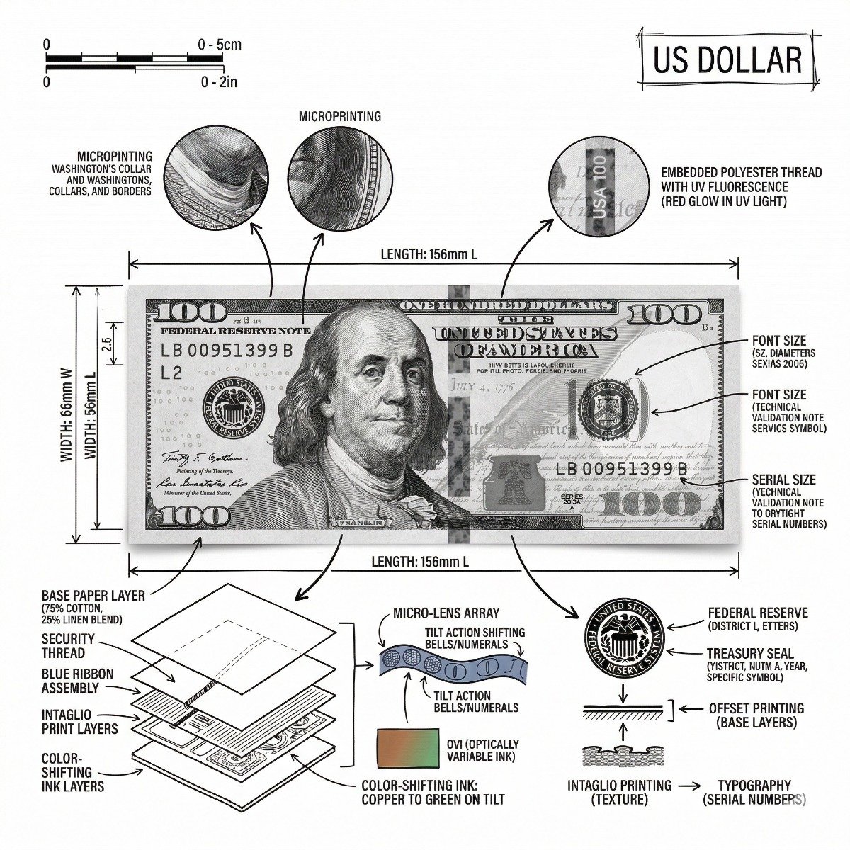Technical Infographic of a banknote